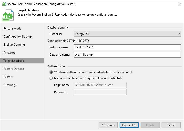 Step 6. Specify Target Database