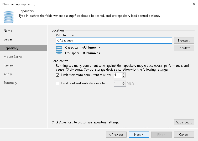 Step 4. Configure Backup Repository Settings