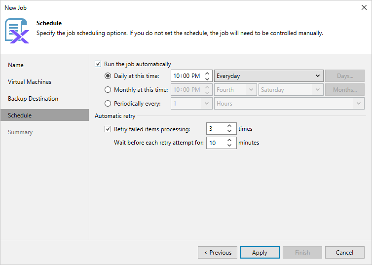 Step 5. Define Job Schedule